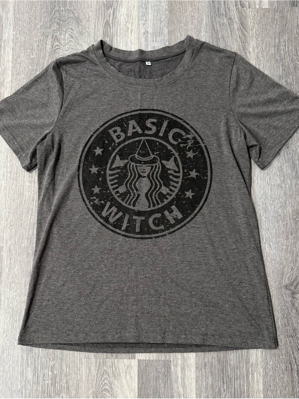 Basic Witch Halloween Witchy Graphic Tee - Dark Gray